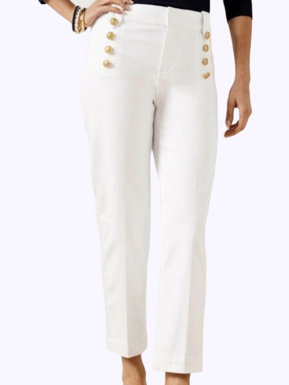 Talbots Sailor Jean High Waist Cropped Straight‎ Leg Off-White Plus Size 22wp